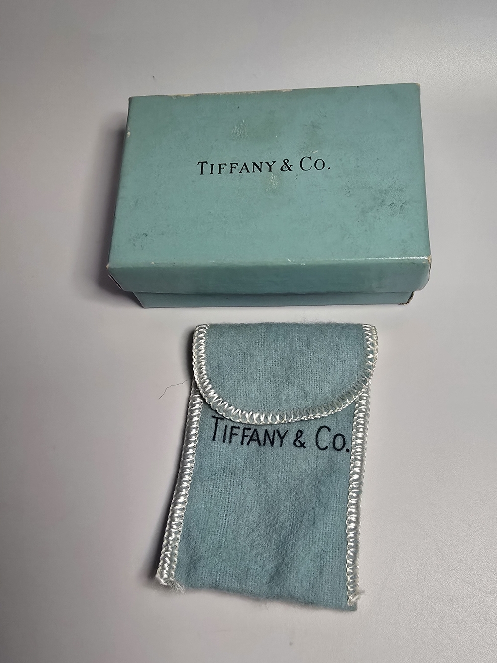 Tiffany & Co. Blue Jewelry Pouch And Box
